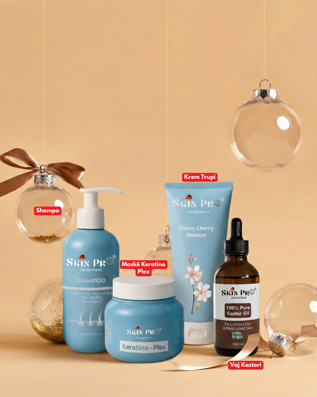 Seti shampo+ Krem trupi + maske flokesh+ vaj kastori